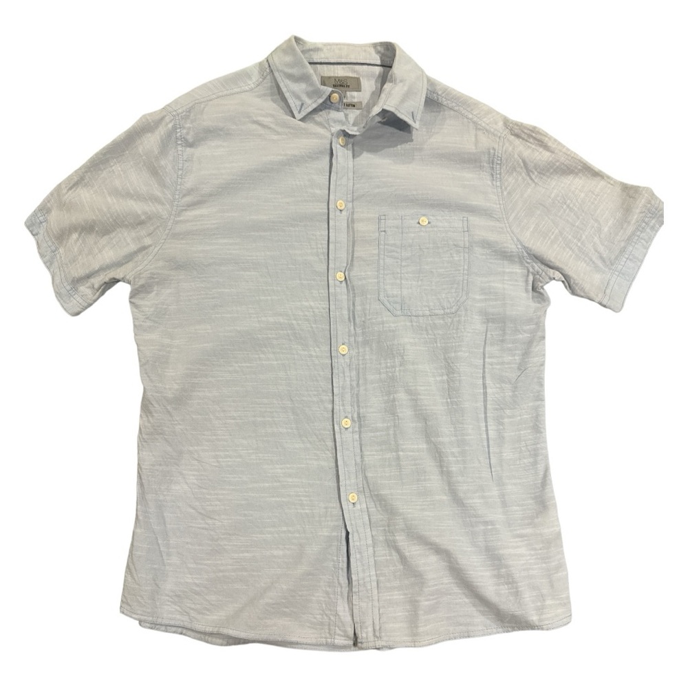 Mens M&S Lite Blue 100% cotton Button‎ Down Shirt Size medium